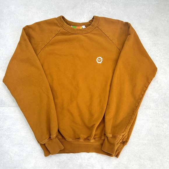 Big Bud Press Crewneck Sweatshirt Mustard Brown Embroidered Logo 100% Cotton XS - Picture 4 of 12